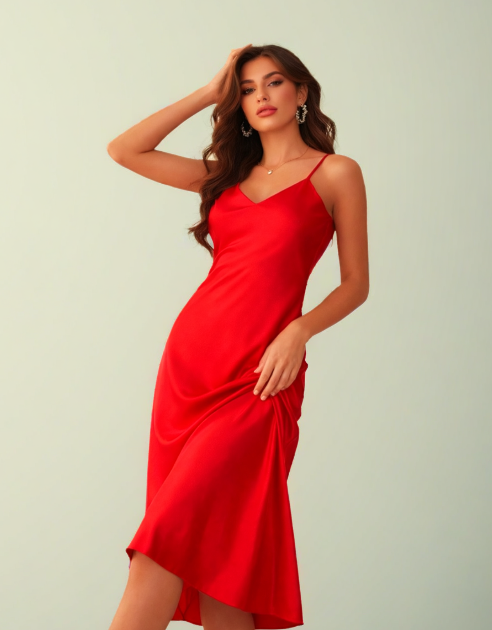 Vestito Midi Donna con Scollo a V – Eleganza Casual per Ogni Giorno
