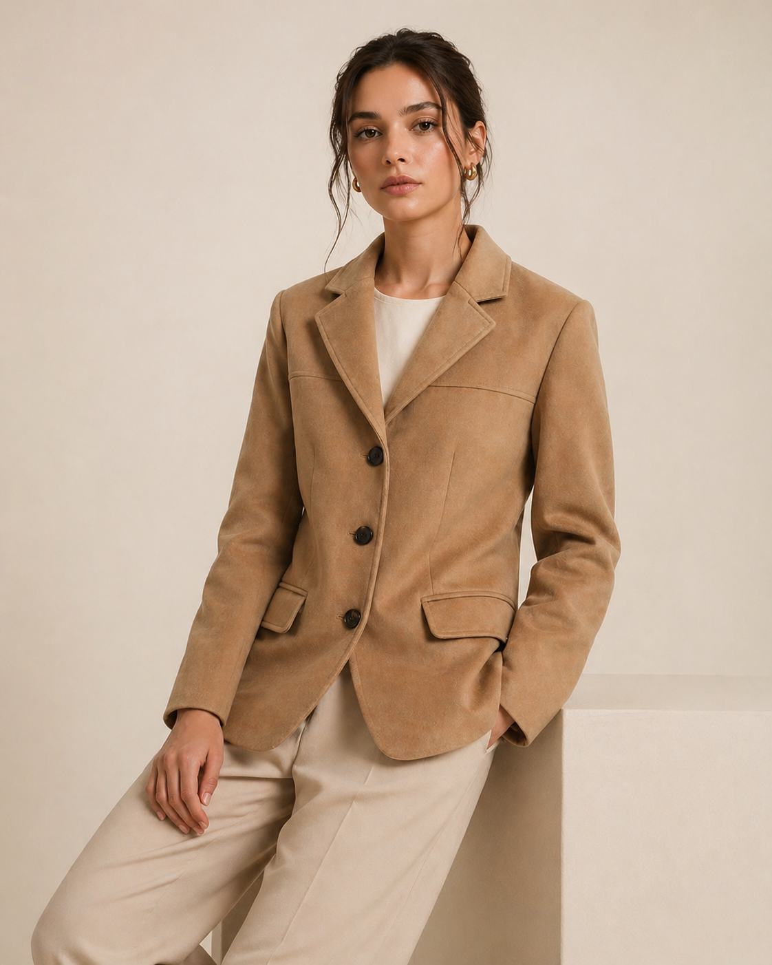 Giacca Donna Marrone in Effetto Camoscio – Stile Elegante Vintage