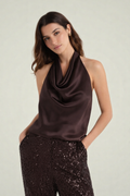 Top Halter Satinato Donna con Schiena Nuda – Modello Corsetto Elegante Estate
