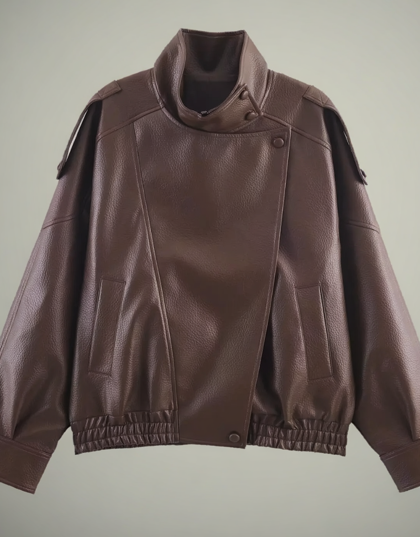 Giacca Donna in Ecopelle – Linea Oversize con Bottoni, Stile Casual Chic