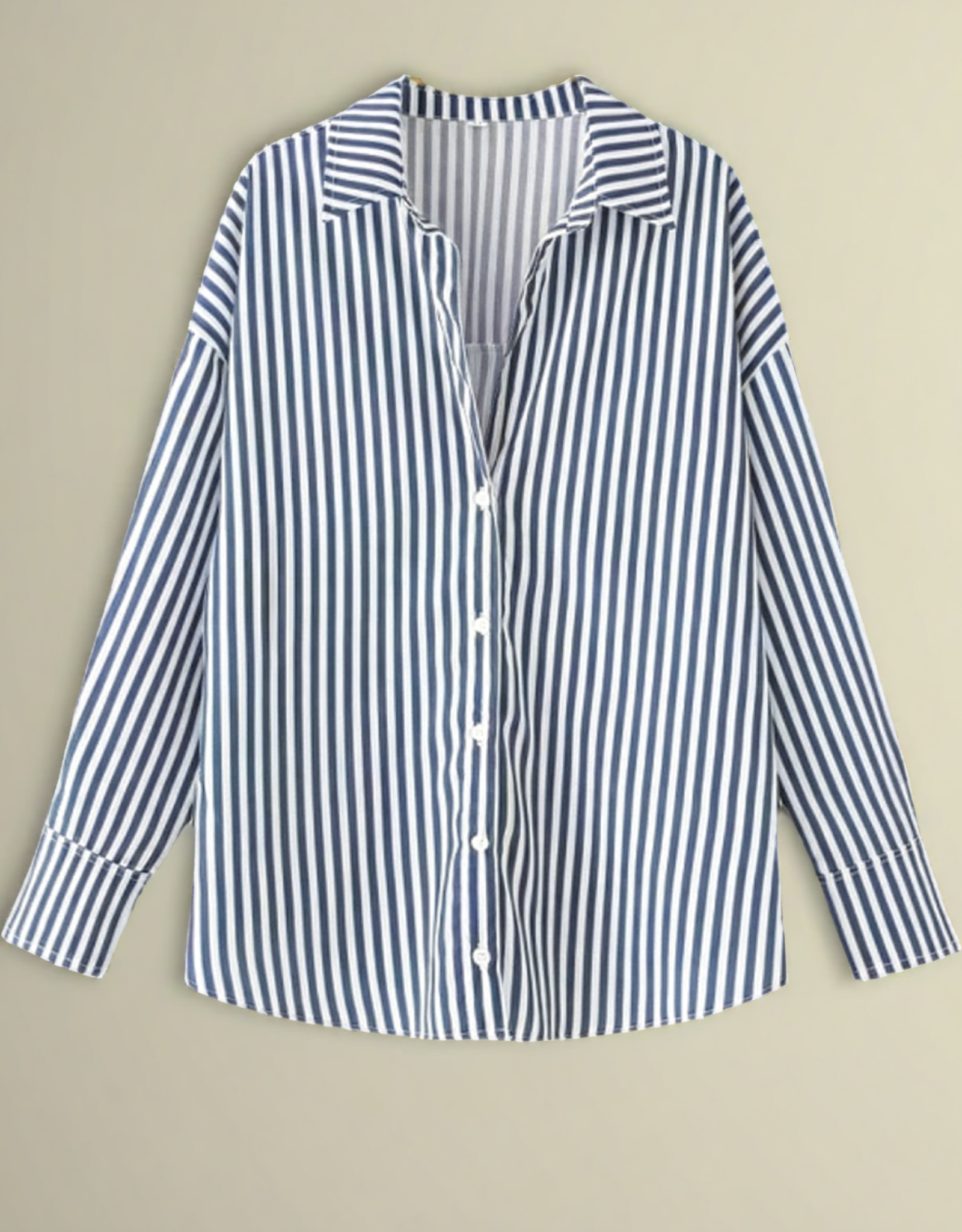 Camicia Donna a Righe con Bottoni – Maniche Lunghe, Linea Morbida Casual